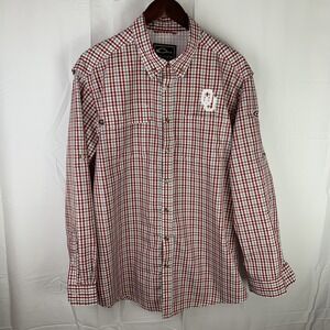 Drake Oklahoma Fishing Shirt Men's M Red Check Button Vented‎ Long Sleeve